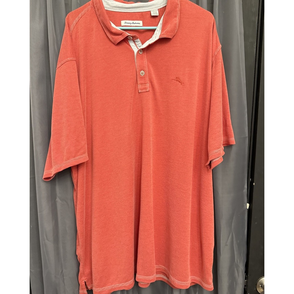 Tommy Bahama Paradiso Cove Polo Shirt Men 3XLB Orange Tencel Blend Big & Tall
